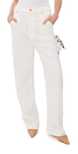 DARKPARK DARKPARK Lisa Scarf Adorned Loose Fit Carpenter Denim Jeans Washed White