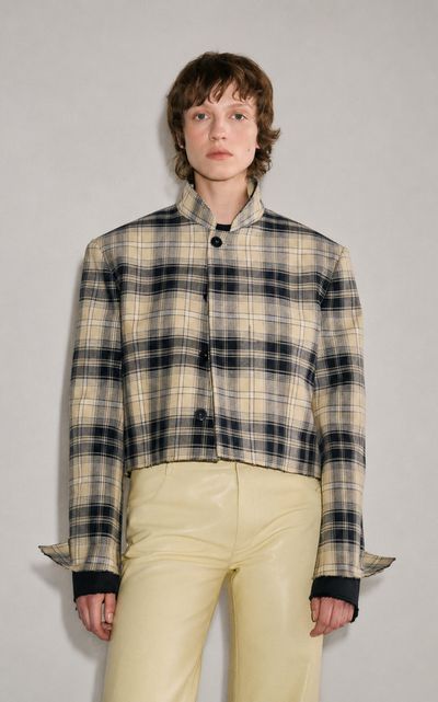 DARKPARK DARKPARK Maxime DoubleSleeve Checked Cotton Cropped Blazer