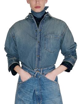 Darkpark Darkpark Meg Denim Detachable Leather Foulard Shirt