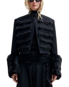 Darkpark Darkpark Napoleon Wool-Blend Faux Fur Trim Jacket