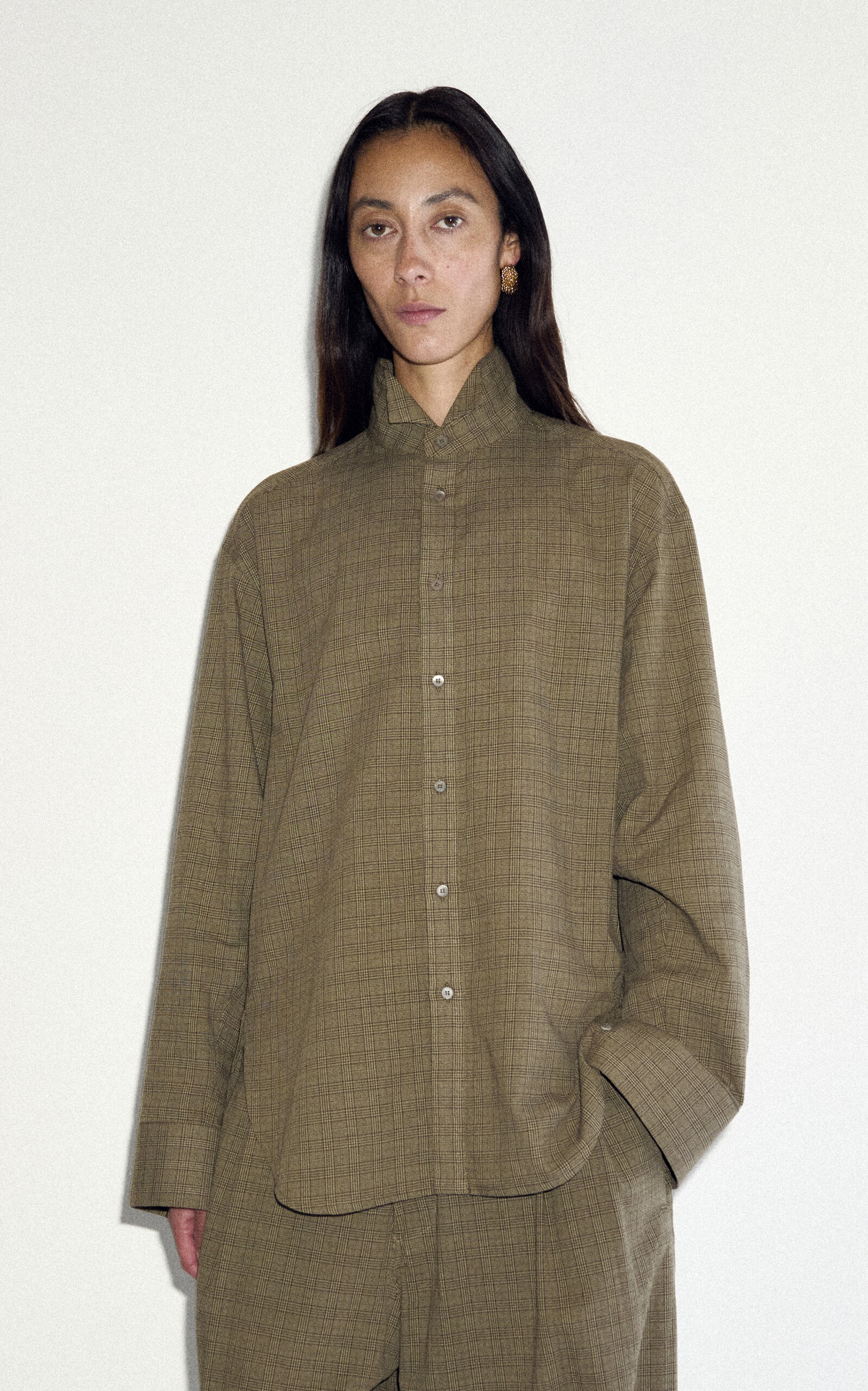 DARKPARK DARKPARK Olivia Wing Tip Collar Check Cotton Shirt