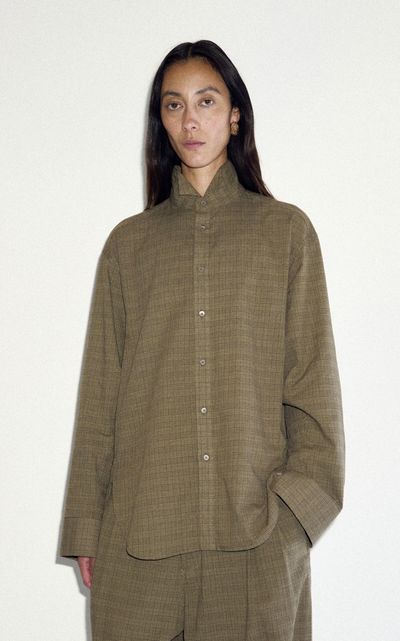 DARKPARK DARKPARK Olivia Wing Tip Collar Check Cotton Shirt