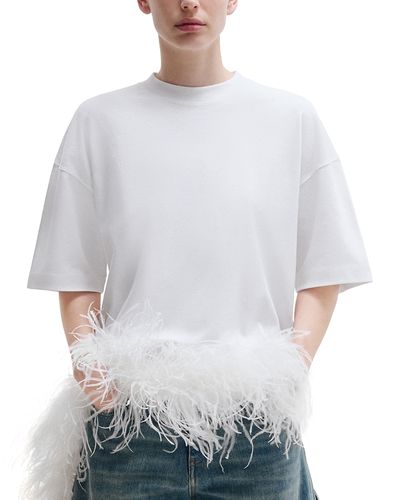 Darkpark Darkpark Short Sleeve Feather Trim Tee