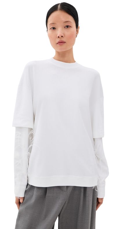 DARKPARK DARKPARK Troy Double Sleeve Feather Tee White