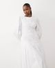 Daska Daska asymmetric shirred detail balloon sleeve maxi dress in white - 2
