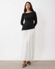 Daska Daska boat neck asymmetric dropped waist maxi dress in black and white - 1