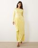 Daska Daska boat neck long sleeve draped skirt maxi dress in yellow - 3