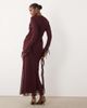Daska Daska chiffon ruffle maxi dress in burgundy-Red - 4