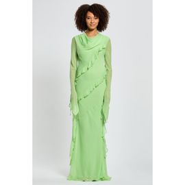 Daska - chiffon ruffle maxi dress in bubblegum pink