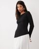 Daska Daska long sleeve boat neck contrast asymmetric maxi dress in black and white - 2