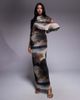 Daska Daska over the shoulder cape maxi dress in abstract print-Multi - 1