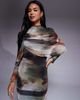 Daska Daska over the shoulder cape maxi dress in abstract print-Multi - 3