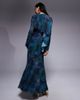 Daska Daska ruffle cape maxi dress in deep blue abstract print-Multi - 2