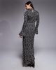 Daska Daska satin knot detail fluted sleeve maxi dress in black polka dot-Multi - 2