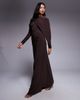 Daska Daska slinky cape detail maxi dress in chocolate brown - 1