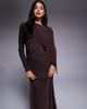 Daska Daska slinky cape detail maxi dress in chocolate brown - 3