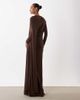 Daska Daska slinky one shoulder cape maxi dress in chocolate-Brown - 3