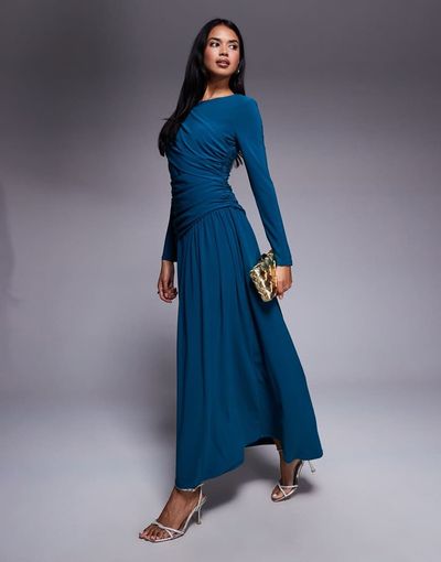 Daska Daska wrap maxi dress in teal-Blue