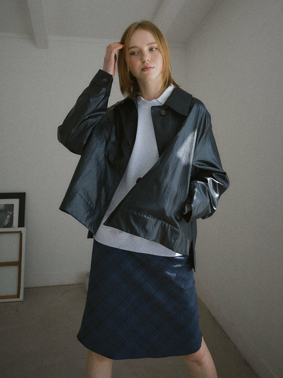 DAUGHTER Asymmetric Faux Leather Jacket_Black