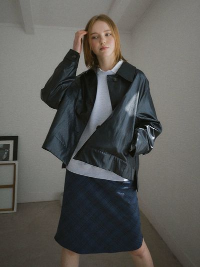 DAUGHTER Asymmetric Faux Leather Jacket_Black