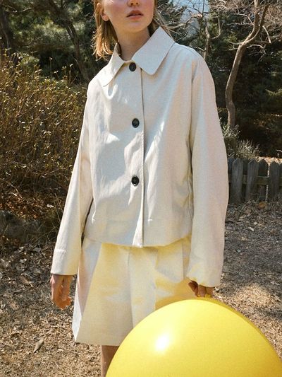 DAUGHTER Asymmetric Faux Leather Jacket_Light Beige