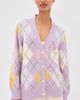 Daughter &Daughter Ava Argyle Wool Cardigan Lilac/White - 2