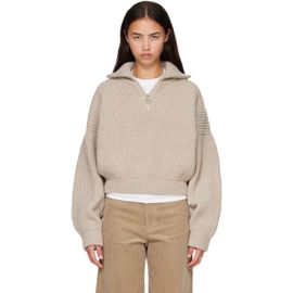 &Daughter &Daughter Beige Rowan Rib Half Zip Sweater