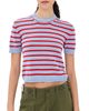 Daughter &Daughter Breton Knit Tee Pale Blue/Red Stripes - 1