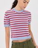 Daughter &Daughter Breton Knit Tee Pale Blue/Red Stripes - 2