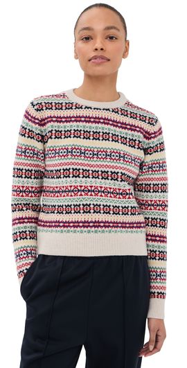 Daughter &Daughter Fair Isle Shrunken Crew Neck Sweater Ecru Base