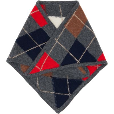 &Daughter &Daughter Gray Argyle Foulard Scarf