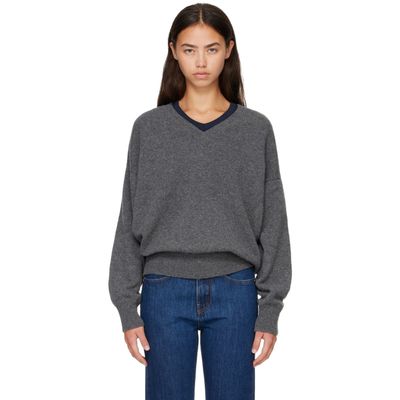 &Daughter &Daughter Gray Innes Slouch V-Neck Sweater