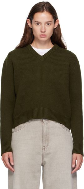 &Daughter &Daughter Green Glenn V-Neck Sweater