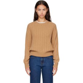 &Daughter &Daughter Tan Rooney Rib Crewneck Sweater