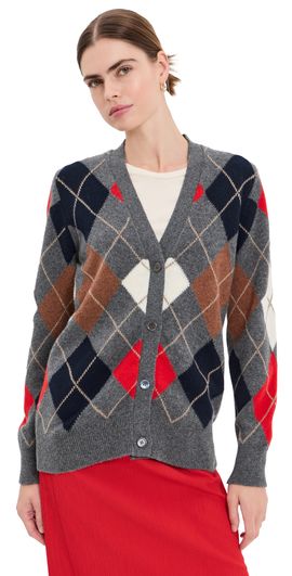 Daughter &Daughter The Ava Argyle Cardigan Derby Grey w/ White Poppy/Haze