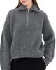 Daughter &Daughter The Chunky Rib Quarter Zip Derby Grey - 1