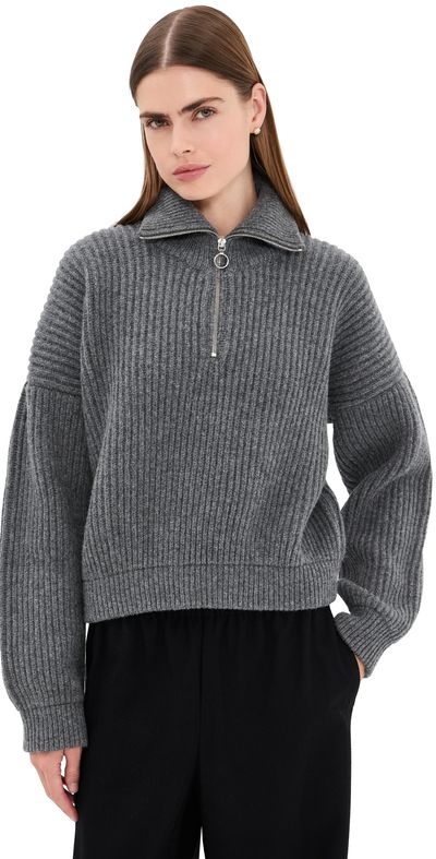 Daughter &Daughter The Chunky Rib Quarter Zip Derby Grey