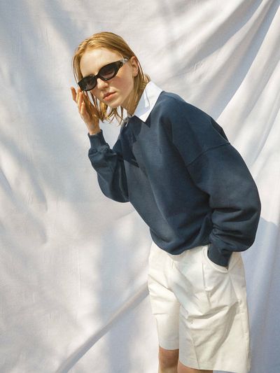 DAUGHTER Detachable Collar Sweatshirt_Navy