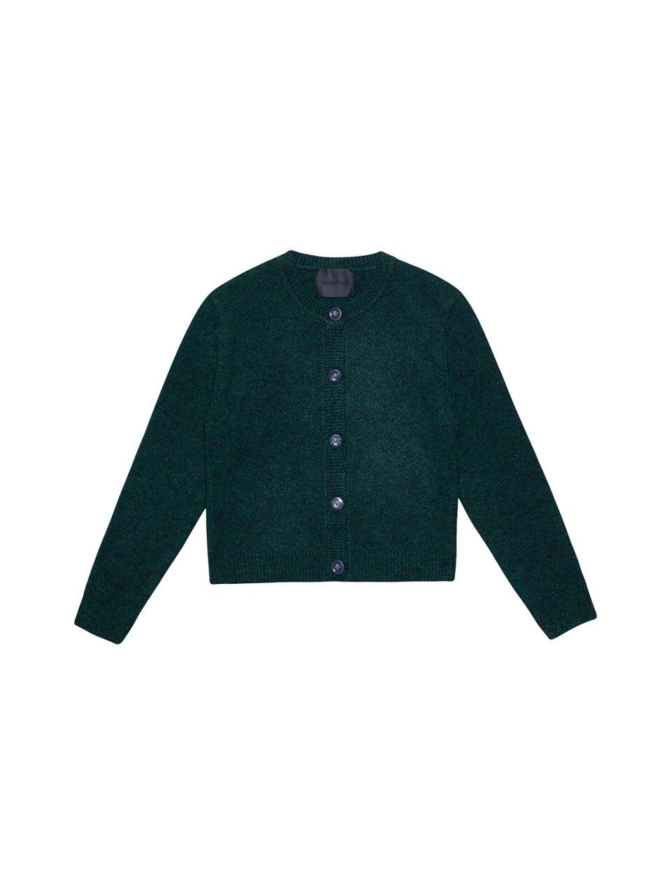 DAUGHTER Flower Embroidery-button Cardigan_Forest Green