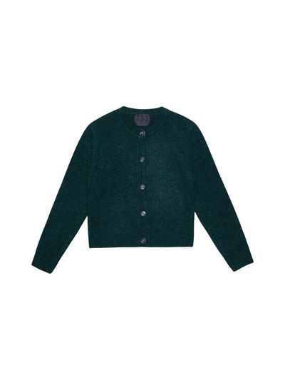 DAUGHTER Flower Embroidery-button Cardigan_Forest Green