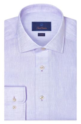 David Donahue David Donahue Herringbone Linen Dress Shirt