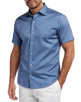 David Donahue David Donahue Neat Print Short Sleeve Shirt