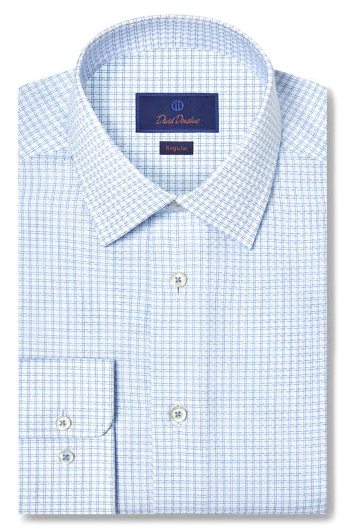 David Donahue David Donahue Regular Fit Dobby Check Cotton Dress Shirt