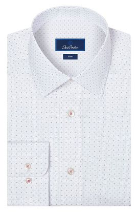 David Donahue David Donahue Slim Fit Cotton Blend Dress Shirt
