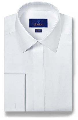 David Donahue David Donahue Slim Fit French Cuff Covered Placket Formal Shirt