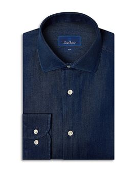 David Donahue David Donahue Trim Fit Denim Dress Shirt