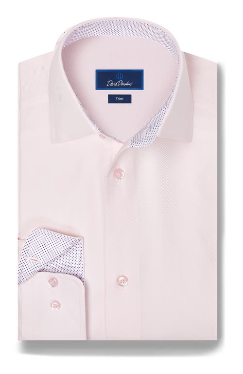 David Donahue David Donahue Trim Fit Herringbone Cotton Dress Shirt