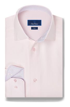 David Donahue David Donahue Trim Fit Herringbone Cotton Dress Shirt