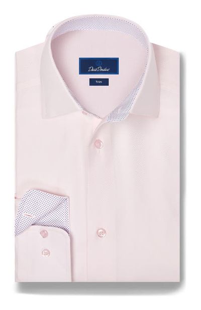 David Donahue David Donahue Trim Fit Herringbone Cotton Dress Shirt
