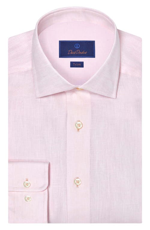 David Donahue David Donahue Trim Fit Herringbone Linen Dress Shirt